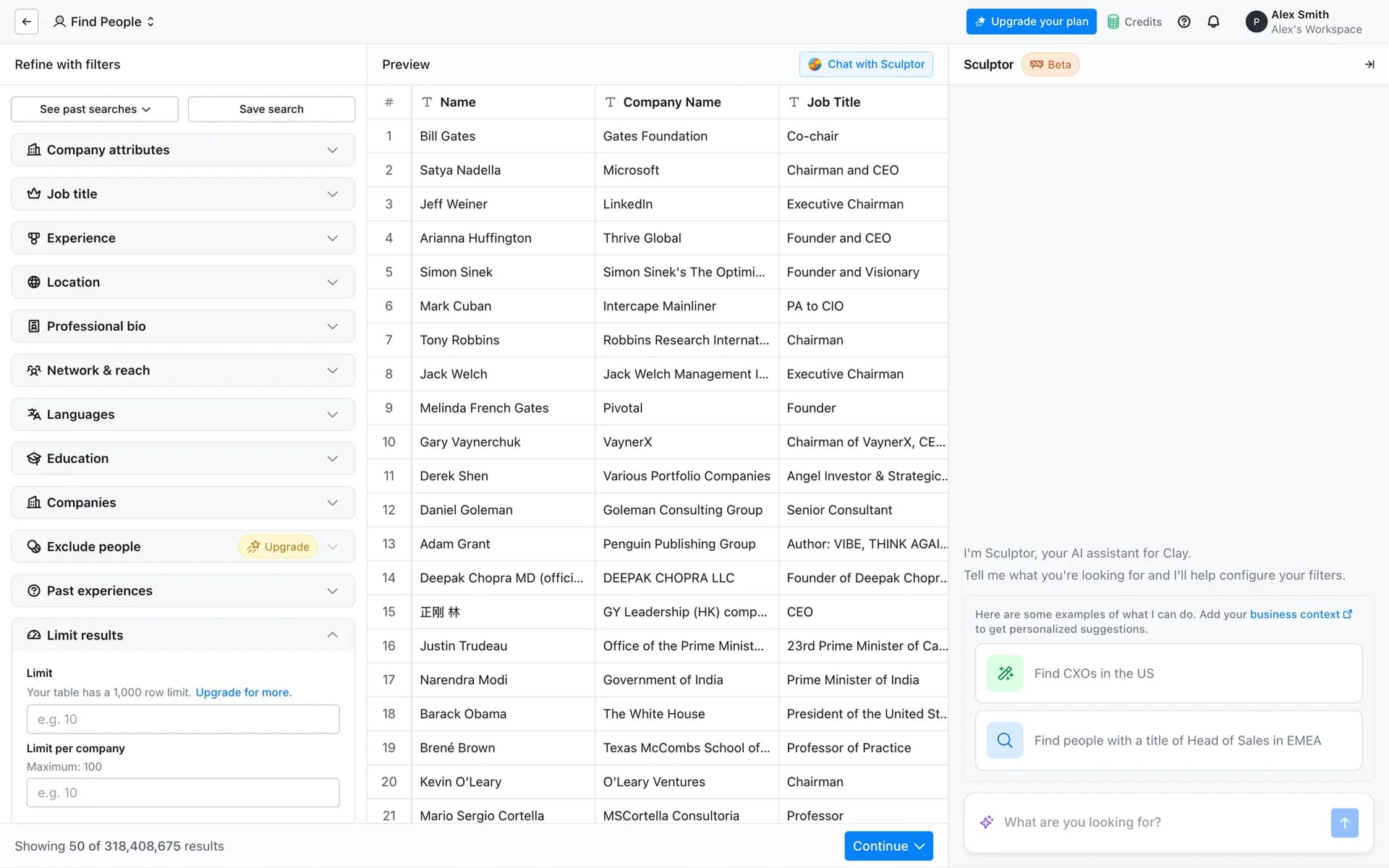 Clay: first screen after signup