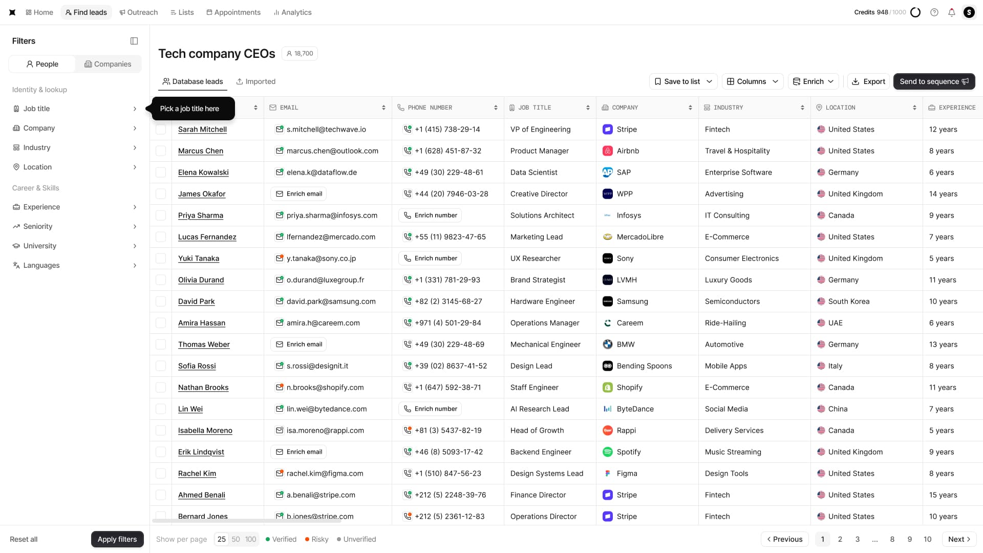 Tailored first-task screen