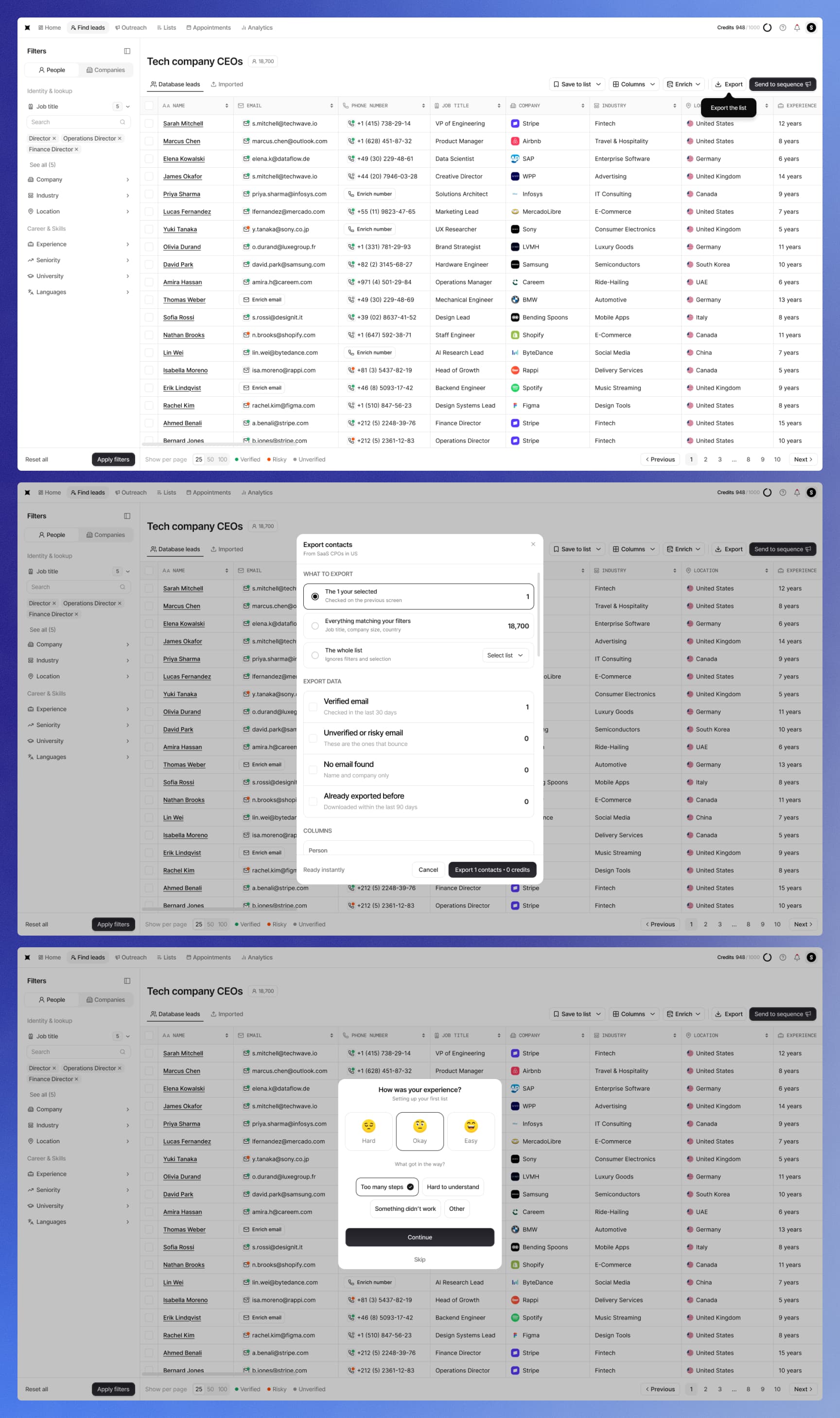 Export flow